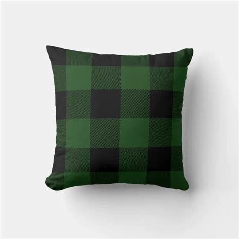 Rustic Green And Black Buffalo Check Plaid Throw Pillow Zazzle