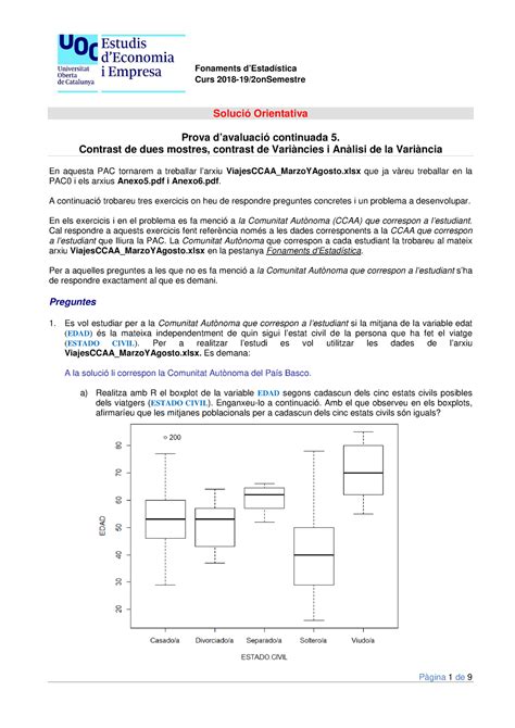 Fonaments d Estadística Sol PAC 5 Fonaments dEstadística Curs 2018