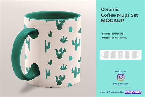 Ceramic Coffee Mugs Mockup Set Design Cuts