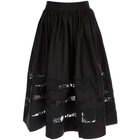 Alice And Olivia Black Lace Detail Tamia Midi Skirt