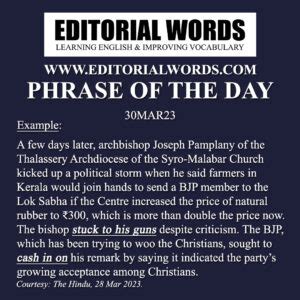 Phrase Of The Day Stick To Ones Guns 30MAR23 Editorial Words