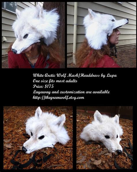 Real Fur White Arctic Wolf Mask Or Headdress By Lupagreenwolf On Deviantart