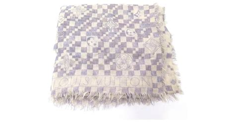 Louis Vuitton Shawl In Silk And Cashmere Parma Ecru Silk And Cashmere Shawl Lavender Ref 509386