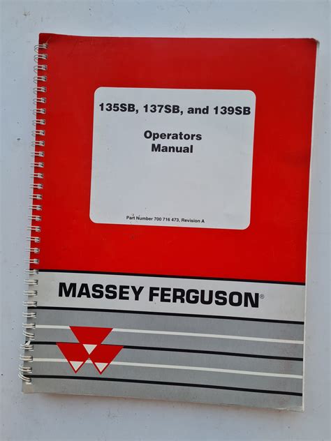 Massey Ferguson 135SB 137SB 139SB Square Baler Operators Manual SPS Parts