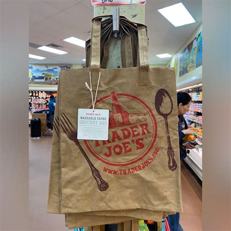 Nwt Trader Joe’s Reusable Washable Brown Paper Grocery Tote Bag In 2024 Grocery Tote Bag