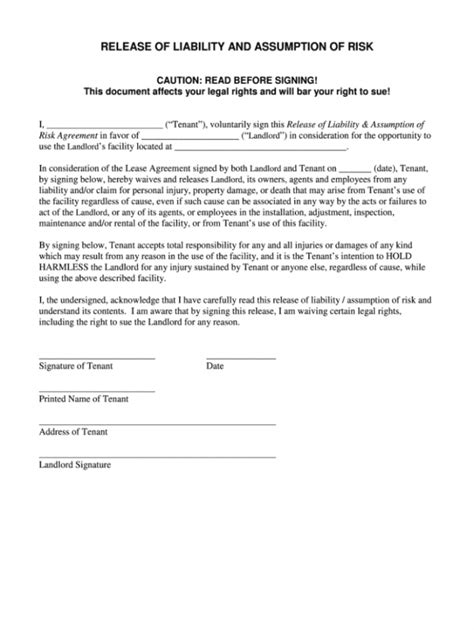 Free Release Of Liability Form Fill Out And Sign Printable Pdf Template