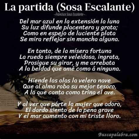 Poema La Partida Sosa Escalante De Francisco Sosa Escalante