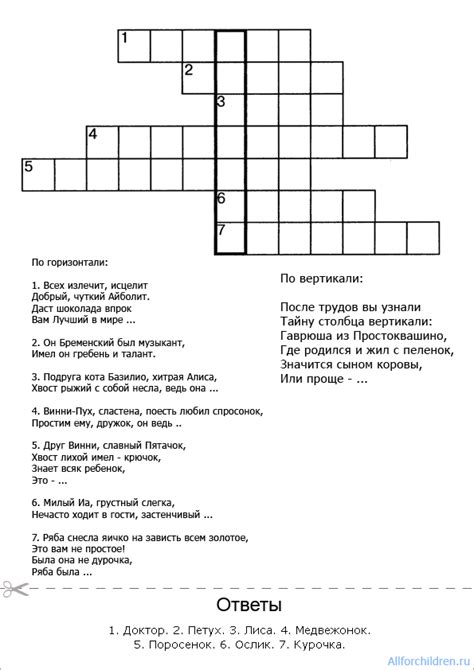 Кто есть кто. Персонажи любимых сказок. Кроссворд