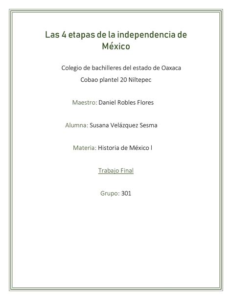 Calaméo Las 4 Etapas De La Independencia De México