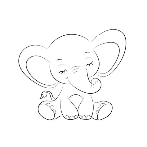 Página Para Colorear De Elefante Para Niños Ilustración De Contorno De Elefante Dibujado A Mano