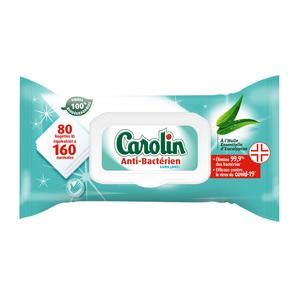 Carolin Lingettes Anti Bactérien sans javel extra larges Eucalyptus