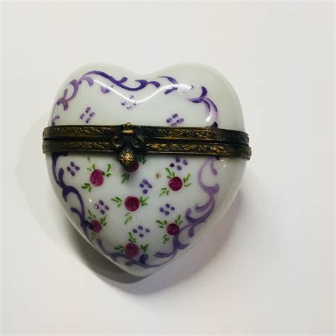 Vintage Hand Painted Limoges French Porcelain Heart Shaped Box Etsy