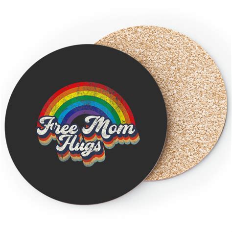 Retro Mom Hugs Rainbow Lgbt Lesbian Gay Trans Pride Coasters Sold By