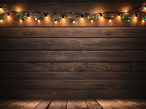 Christmas Lights In The Form Of A Wooden Frame Christmas Background