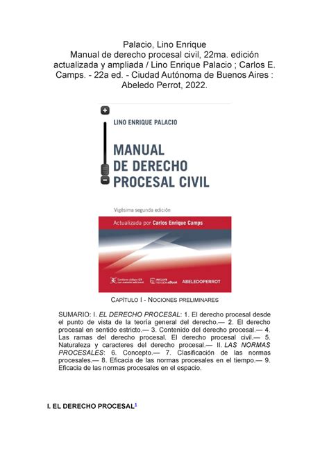 Manual de derecho procesal civil 22ma edición Capitulo 1 Y 2 Palacio