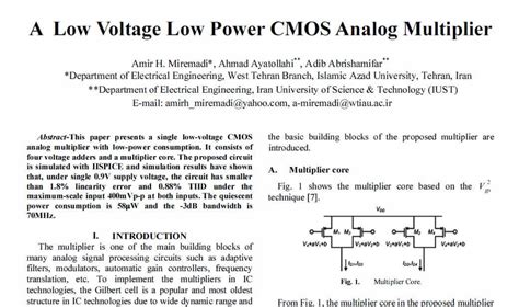 A Low Voltage Low Power Cmos Analog Multiplier