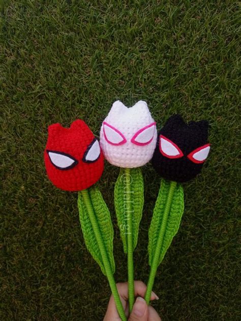 Spiderman Tulipanes Tejidos A Crochet Ramo De Ganchillo