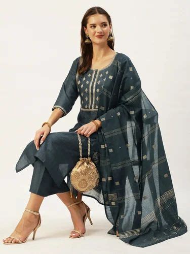 Women Green Ethnic Motifs Yoke Design Kurta With Trousers With