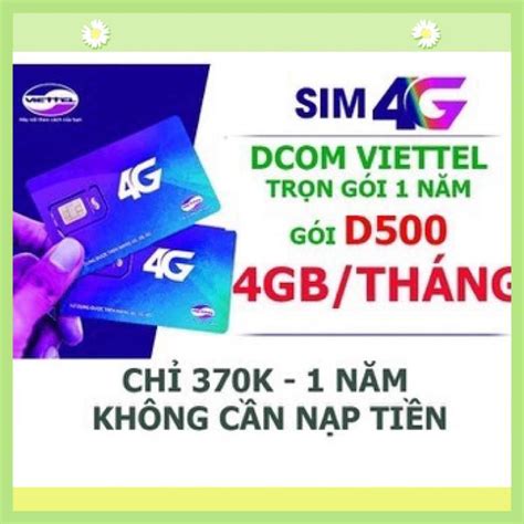 Sim 4G Viettel trọn gói 1 năm D500 4Gb tháng Shopee Việt Nam