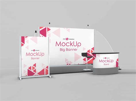 3 Exhibition Stand Mockups PSD