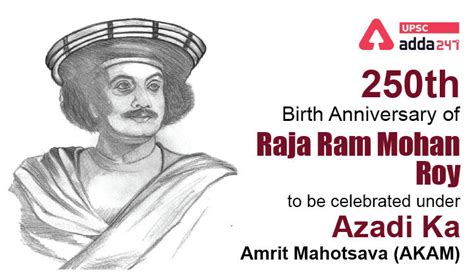 Th Birth Anniversary Of Raja Ram Mohan Roy To Be Celebrated Under