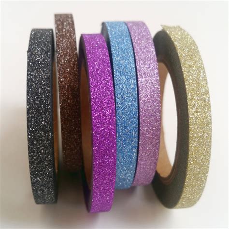 Slim Glitter Washi Tape Set Of Six