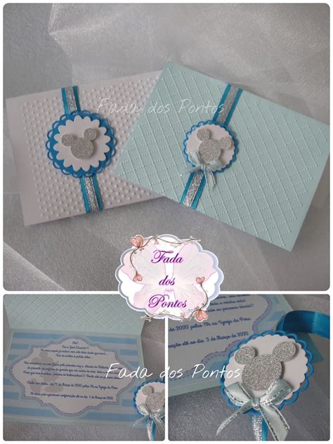 A Magia Do Quilling E Papel Envelope Convite Mickey Batizado