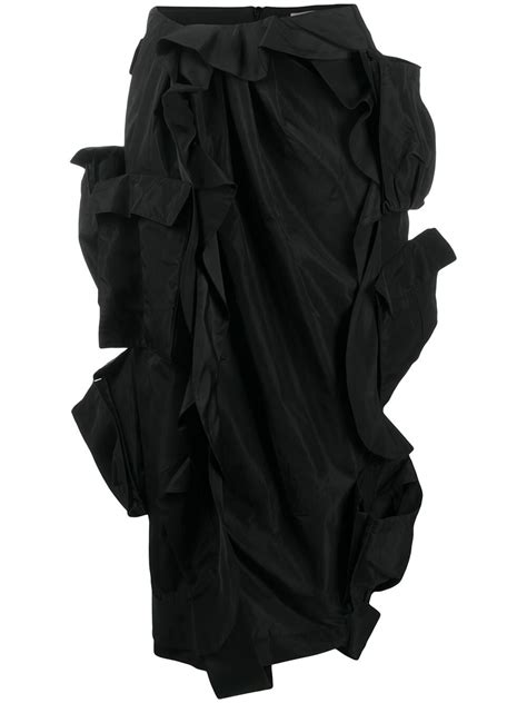 PREEN BY THORNTON BREGAZZI Ruffled Pencil Skirt Black Editorialist