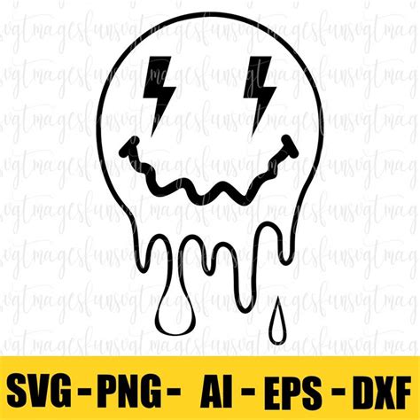 Drippy Smiley Svg Melted Smiley Face Svg Lightning Smiley Inspire The Best Porn Website