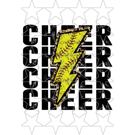 Cheer Softball Lightning Bolt Png Cheetah Png Leopard Sublimation PNG