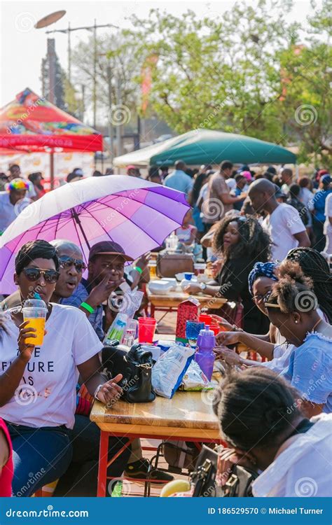 Diverse African People At A Bread Based Street Food Outdoor Festival