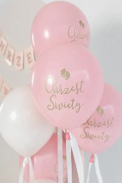 Balony lateksowe Chrzest Święty różowe 6 szt Sklep Moje Party