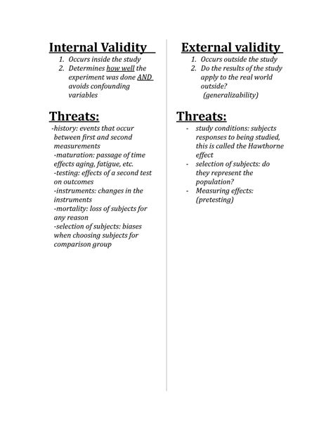 Internal Validity Vs External Validity