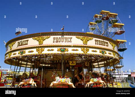 Uk Hampshire Southsea Funfair Merry Go Round Stock Photo Alamy