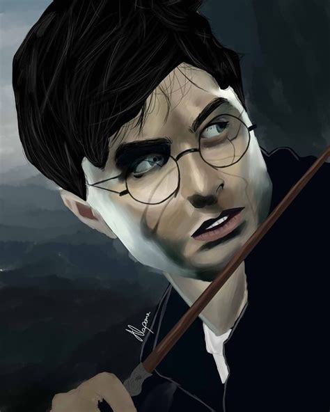 A Digital Painting Of Harry Potter Holding A Wand