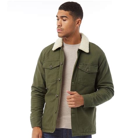 Buy Levis Mens Military Sherpa Shacket Jacket Olive Night