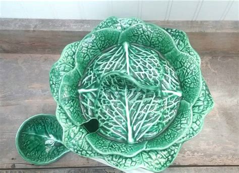 Green Cabbage Soup Tureen Bordallo Pienhero Made In Portugal Majolica