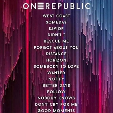 Possible album track list, posted by OneRepublic Daily on Twitter : r ...