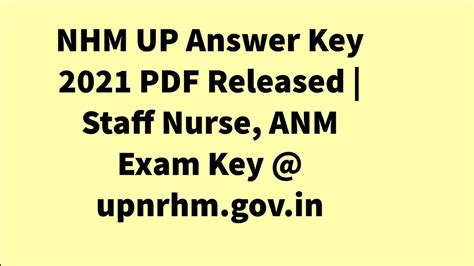 Nhm Up Answer Key Pdf Released Staff Nurse Anm Exam Key