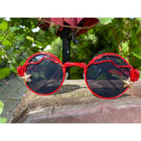 Cute Red Black Steampunk Festival Glasses Retro Steampunk Sunglasses Frames Rave Festival