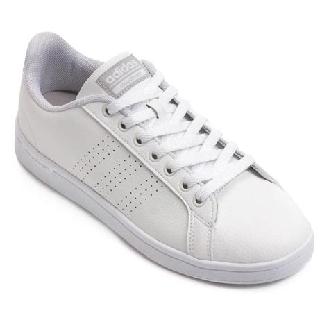 Tênis Couro Adidas Cf Advantage Clean Feminino Branco Compre Agora