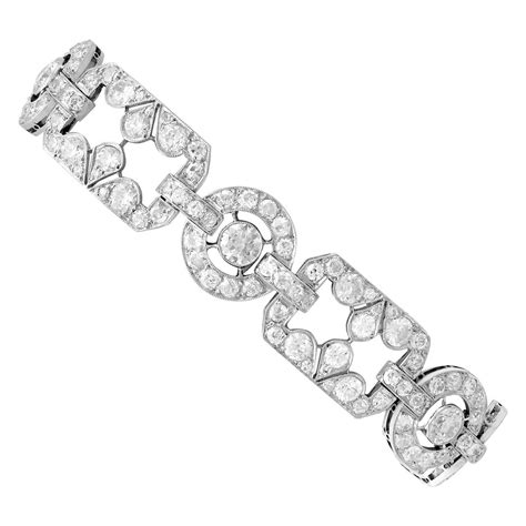 French 1930s Art Deco Sapphire Diamond Gold Platinum Link Bracelet For