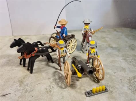 PLAYMOBIL WESTERN ARTILLERIE Kanone 4 Soldaten Grauröcke Südstaaten