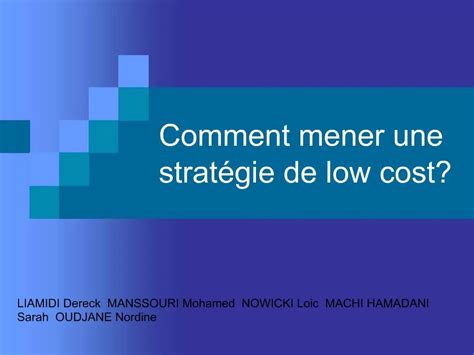 PPT Comment Mener Une Strat Gie De Low Cost PowerPoint Presentation