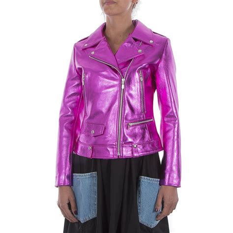 Italian Handmade Women Genuine Lamb Leather Biker Jacket Metallic Hot