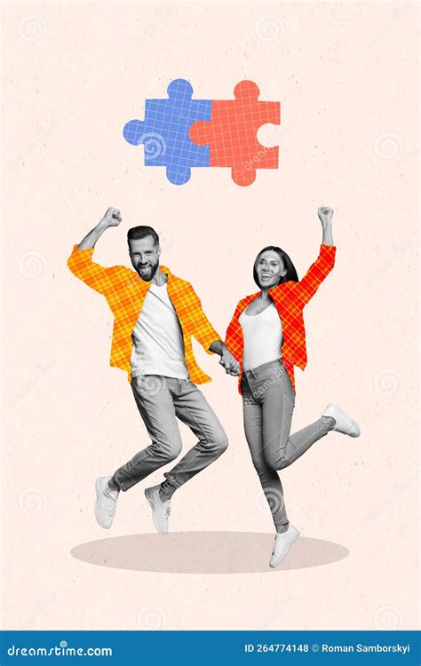 Creative Photo 3d Collage Artwork Poster Postcard Of Funky Crazy Couple