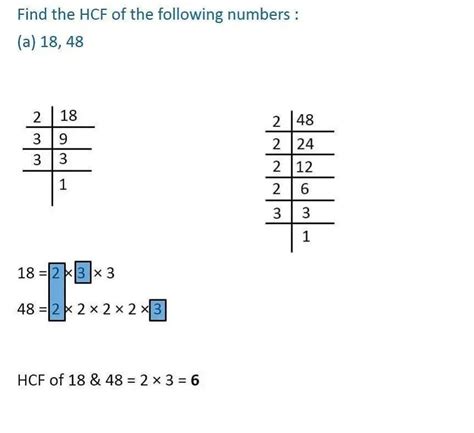 One Exercise D Find The Hcf Of The Following Numbers A