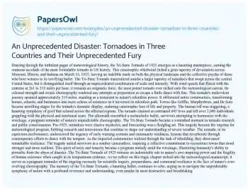 An Unprecedented Disaster: Tornadoes in Three Countries and Their ...