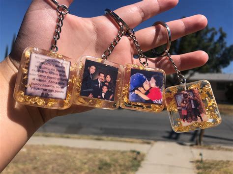 Personalized Picture Keychain Made From Resin Resin Keychain Etsy