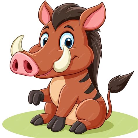 Premium Vector Cute Warthog Vector Cartoon Illustration